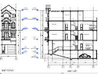 Revit Kiến trúc nhà phố 4 tầng + hầm 5x16m